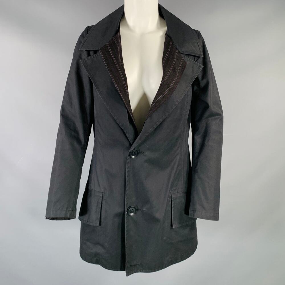 YOHJI YAMAMOTO Size S Black Cotton Notch Lapel Coat